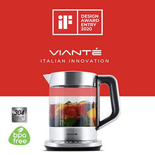 Load image into Gallery viewer, Electric Glass Kettle and Tea Maker with Removable Infuser and Temperature Controls. Brewing Programs for your favorite types of teas and Coffees. Stainless Steel Glass Boiler. BPA-FREE 1.6 liters