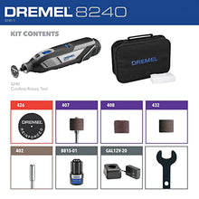 Load image into Gallery viewer, Dremel 8240 12V Cordless Rotary Tool Kit with Variable Speed and Comfort Grip - Includes 2AH Battery Pack, Charger, 5 Accessories & Wrench, Tool Fabric Carry Bag, and Instruction Manual