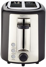 Load image into Gallery viewer, Amazon Basics 2 Slice, Extra-Wide Slot Toaster with 6 Shade Settings, Black & Silver