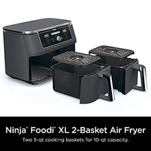 Load image into Gallery viewer, Ninja DZ401 Foodi 10 Quart 6-in-1 DualZone XL 2-Basket Air Fryer with 2 Independent Frying Baskets, Match Cook & Smart Finish to Roast, Broil, Dehydrate & More for Quick, Easy Family-Sized Meals, Grey