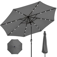 Load image into Gallery viewer, Best Choice Products 10ft Solar Powered Aluminum Polyester LED Lighted Patio Umbrella w/Tilt Adjustment and UV-Resistant Fabric, Gray