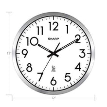 Load image into Gallery viewer, Sharp Atomic Analog Wall Clock - 12" Silver Brushed Finish - Sets Automatically- Battery Operated - Easy to Read - Easy to USE: Simple, Easy to Read Style fits Any Decor…