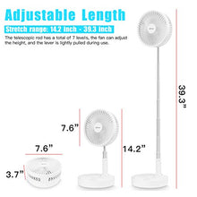 Load image into Gallery viewer, AICase Stand Fan,Folding Portable Telescopic Floor/USB Desk Fan with 7200mAh Rechargeable Battery,4 Speeds Super Quiet Adjustable Height and Head Great for Office Home Outdoor Camping
