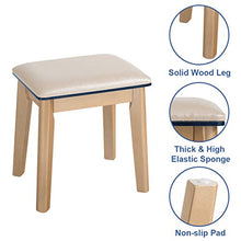 Load image into Gallery viewer, CHARMAID Vanity Set with Touch Screen Dimming Mirror, 3 Color Lighting Modes, Dressing Table with 4 Sliding Drawers, Modern Bedroom Makeup Table and Cushioned Stool Set for Women Girls (Navy)