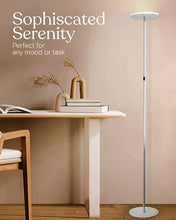 Load image into Gallery viewer, Brightech Sky LED Torchiere Super Bright Floor Lamp - Contemporary, High Lumen Light for Living Rooms and Offices - Dimmable, Indoor Pole Uplight for Bedroom Reading - White