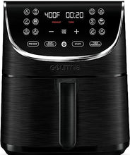 Load image into Gallery viewer, Gourmia Air Fryer Oven Digital Display 7 Quart Large AirFryer Cooker 12 Touch Cooking Presets, XL Air Fryer Basket 1700w Power Multifunction GAF716 Black and Stainless Steel Accents FRY FORCE 360°
