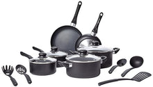 Load image into Gallery viewer, Amazon Basics Non-Stick Cookware 15-Piece Set, Pots, Pans and Utensils, Black