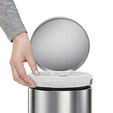 Load image into Gallery viewer, simplehuman 4.5 Liter / 1.2 Gallon Round Bathroom Step Trash Can, Brushed Stainless Steel