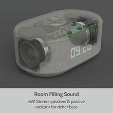 Load image into Gallery viewer, Bedside Radio Alarm Clock with USB Charger, Bluetooth Speaker, QI Wireless Charging, Dual Alarm Dimmable LED Display (Grey)