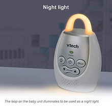 Load image into Gallery viewer, VTech DM221 Audio Baby Monitor with up to 1,000 ft of Range, Vibrating Sound-Alert, Talk Back Intercom & Night Light Loop, White/Silver