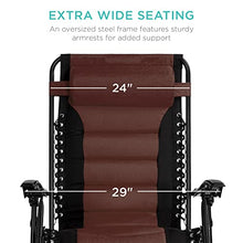 Load image into Gallery viewer, Best Choice Products Oversized Padded Zero Gravity Chair, Folding Outdoor Patio Recliner, XL Anti Gravity Lounger for Backyard w/Headrest, Cup Holder, Side Tray, Outdoor Polyester Mesh - Brown