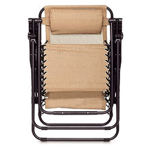 Load image into Gallery viewer, Amazon Basics Outdoor Textilene Adjustable Zero Gravity Folding Reclining Lounge Chair with Pillow, Beige