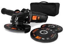 Load image into Gallery viewer, WEN 94475 7.5-Amp 4-1/2-Inch Angle Grinder with Reversible Handle, Three Grinding Discs, and Carrying Case, Black,orange