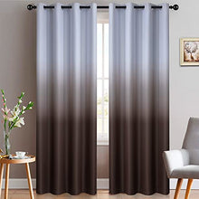 Load image into Gallery viewer, Yakamok Brown Thermal Insulated Grommet Window Drapes Gradient Color Ombre Curtains Room Darkening Panels for Bedroom (Brown, 52x84 Inch, Set of 2)