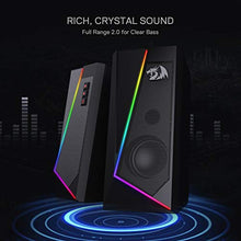 Load image into Gallery viewer, Redragon GS520 Anvil RGB Desktop Speakers, 2.0 Channel PC Computer Stereo Speaker with 6 Colorful LED Modes, Enhanced Sound and Easy-Access Volume Control, USB Powered w/ 3.5mm Cable