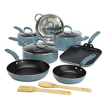 Load image into Gallery viewer, Goodful Premium Nonstick Pots and Pans Set, Diamond Reinforced Non-Stick Coating, Made Without PFOA, Dishwasher Safe, 12-Piece, Turquoise