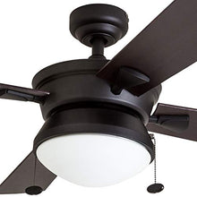 Load image into Gallery viewer, Prominence Home 50345-01 Auletta Outdoor Ceiling Fan, 52” ETL Damp Rated 4 Blades, LED Frosted Contemporary Light Fixture, Matte Black