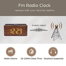 Load image into Gallery viewer, ANJANK Wooden Digital Alarm Clock FM Radio,10W Fast Wireless Charger Station for iPhone/Samsung Galaxy,5 Level Dimmer,USB Charging Port,2 Wake up Sounds,Bedrooms Sleep Timer,Wood LED Clock for Bedside