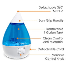 Load image into Gallery viewer, Crane Drop Ultrasonic Cool Mist Humidifier, Filter Free, 1 Gallon, 500 Sq Ft Coverage, Air Humidifier for Plants Home Bedroom Baby Nursery and Office, Blue and White