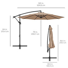 Load image into Gallery viewer, Best Choice Products 10ft Offset Hanging Market Patio Umbrella w/Easy Tilt Adjustment, Polyester Shade, 8 Ribs for Backyard, Poolside, Lawn and Garden - Tan