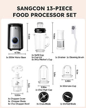 Load image into Gallery viewer, Sangcon 5 in 1 Blender and Food Processor Combo for Kitchen, Small Electric Food Chopper for Meat and Vegetable, 350W High Speed Blenders with 2 Speeds and Pulse for Smoothies and Shakes