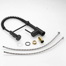 Load image into Gallery viewer, OWOFAN Kitchen Faucets Commercial Solid Brass Single Handle Single Lever Pull Down Sprayer Spring Kitchen Sink Faucet Matte Black Grifos De Cocina 9009R