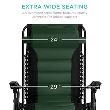 Load image into Gallery viewer, Best Choice Products Oversized Padded Zero Gravity Chair, Folding Outdoor Patio Recliner, XL Anti Gravity Lounger for Backyard w/Headrest, Cup Holder, Side Tray, Outdoor Polyester Mesh - Forest Green