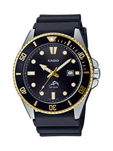 Load image into Gallery viewer, Casio Men's Diver Inspired Stainless Steel Quartz Watch with Resin Strap, Black, 25.6 (Model: MDV106G-1AV)