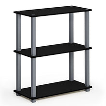 Load image into Gallery viewer, FURINNO Turn-S-Tube 3-Tier Compact Shelf Display Rack, Square, Black/Grey