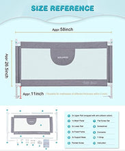 Load image into Gallery viewer, Bed Rail for Toddlers 58" L, Infant Safety Bed Guardrail, Baby Protector Rail with Breathable Fabric Queen Size Bed (58"- Pack of 1)