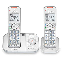 Load image into Gallery viewer, VTech VS112-27 DECT 6.0 Bluetooth 2 Handset Cordless Phone for Home with Answering Machine, Call Blocking, Caller ID, Intercom and Connect to Cell (Silver & White)