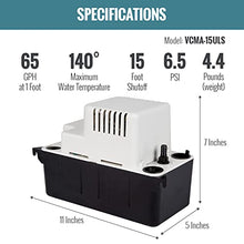 Load image into Gallery viewer, Little Giant VCMA-15ULS 115 Volt, 65 GPH, 1/50 HP Automatic Condensate Removal Pump with Safety Switch, White/Black, 554405
