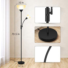 Load image into Gallery viewer, BoostArea Floor Lamp, Standing Lamp, 9W LED Torchiere Floor Lamp with 4W Adjustable Reading Lamp, 3000K Energy-Saving LED Bulbs, 3 Way Switch, 50,000hrs Lifespan, Floor Lamps for Living Room, Office
