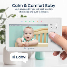 Load image into Gallery viewer, Baby Monitor, Babysense 4.3" Split Screen, Video Baby Monitor with Two Cameras and Audio, Remote PTZ, 960ft Range (Open Space), Adjustable Night Light, Two-Way Audio, Zoom, Night Vision, Lullabies