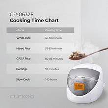 Load image into Gallery viewer, CUCKOO CR-0632F | 6-Cup (Uncooked) Micom Rice Cooker | 9 Menu Options: White Rice, Brown Rice & More, Nonstick Inner Pot, Made in Korea | White/Grey