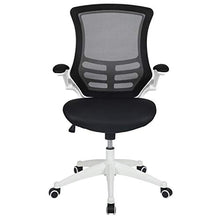 Load image into Gallery viewer, Flash Furniture Mid-Back Black Mesh Swivel Ergonomic Task Office Chair with White Frame and Flip-Up Arms