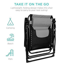 Load image into Gallery viewer, Best Choice Products Oversized Padded Zero Gravity Chair, Folding Outdoor Patio Recliner, XL Anti Gravity Lounger for Backyard w/Headrest, Cup Holder, Side Tray, Outdoor Polyester Mesh - Gray