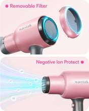 Load image into Gallery viewer, Wavytalk Professional Ionic Hair Dryer Blow Dryer with Diffuser and Concentrator for Curly Hair 1875 Watt Negative Ions Dryer with Ceramic Technology Nozzle for Fast Drying as Salon Light and Quiet