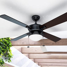 Load image into Gallery viewer, Prominence Home 50345-01 Auletta Outdoor Ceiling Fan, 52” ETL Damp Rated 4 Blades, LED Frosted Contemporary Light Fixture, Matte Black