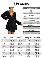 Load image into Gallery viewer, Cosonsen Womens White Dress Deep V-Neck Long Sleeve Tie Waist Ruffle Swing Dress S