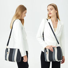 Load image into Gallery viewer, 2E-youth Designer Purses And Handbags For Women Satchel Shoulder Bag Tote Bag For Work Clutch Purses (2G-stripe-black)