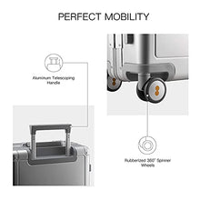 Load image into Gallery viewer, LEVEL8 Gibraltar Carry On Luggage, 20" Aluminum Frame Hardside Suitcase, Zipperless Luggage with TSA Lock and Spinner Wheels - Sliver