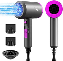Load image into Gallery viewer, Slopehill Professional Ionic Hair Dryer, Powerful 1800W Fast Drying Low Noise Blow Dryer with 2 Concentrator Nozzle 1 Diffuser Attachments for Home Salon Travel