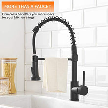 Load image into Gallery viewer, OWOFAN Kitchen Faucets Commercial Solid Brass Single Handle Single Lever Pull Down Sprayer Spring Kitchen Sink Faucet Matte Black Grifos De Cocina 9009R