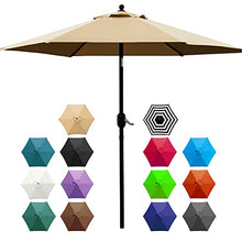 Load image into Gallery viewer, Sunnyglade 7.5' Patio Umbrella Outdoor Table Market Umbrella with Push Button Tilt/Crank, 6 Ribs (Tan)