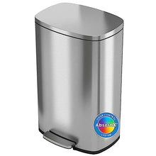 Load image into Gallery viewer, iTouchless SoftStep 13.2 Gallon Step Trash Can with Odor Filter System, Stainless Steel 50 Liter Pedal Garbage Bin for Kitchen, Home, Office, Silent and Gentle Lid Close