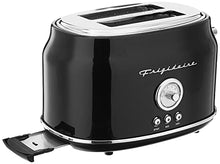 Load image into Gallery viewer, Frigidaire ETO102-BLACK, 2 Slice Toaster, Retro Style, Wide Slot for Bread, English Muffins, Croissants, and Bagels, 5 Adjustable Toast Settings, Cancel and Defrost, 900w, Black