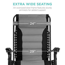 Load image into Gallery viewer, Best Choice Products Oversized Padded Zero Gravity Chair, Folding Outdoor Patio Recliner, XL Anti Gravity Lounger for Backyard w/Headrest, Cup Holder, Side Tray, Outdoor Polyester Mesh - Gray
