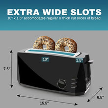 Load image into Gallery viewer, Elite Gourmet ECT4829B Long Slot 4 Slice Toaster, 6 Toast Settings Toaster Defrost, Reheat, Cancel Functions, Slide Out Crumb Tray, Extra Wide Slots for Bagels Waffles, Black