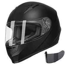 Load image into Gallery viewer, GLX GX11 Compact Lightweight Full Face Motorcycle Street Bike Helmet with Extra Tinted Visor DOT Approved (Matte Black, Medium)